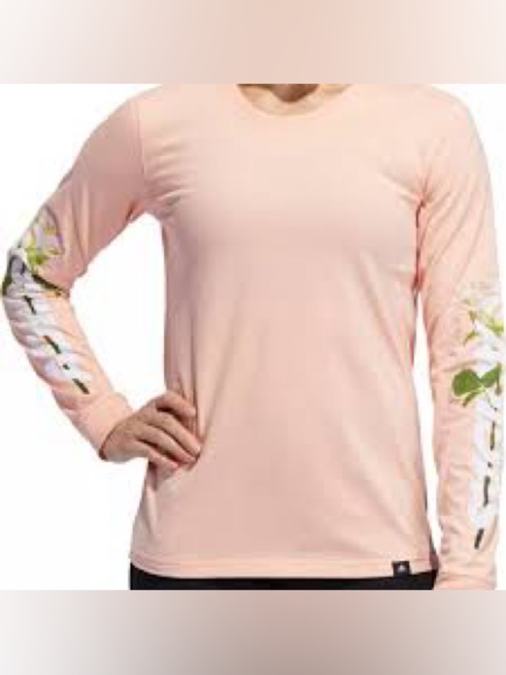 Adidas Women’s Peach Floral Logo Long Sleeve Shirt Size Large